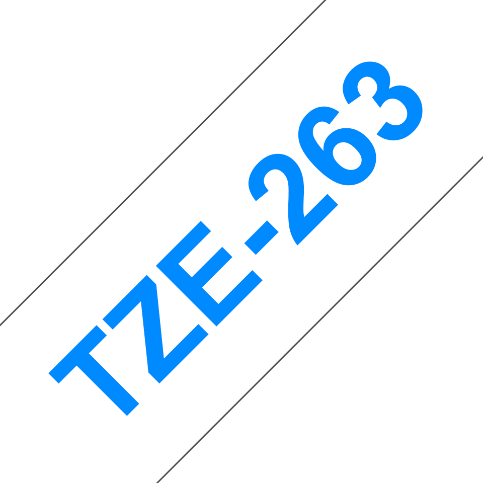 Cassette à ruban pour étiqueteuse TZe-263 Brother originale – Bleu sur blanc, 36 mm de large